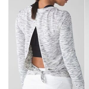 Lululemon Beat the Heat Long Sleeve Tiger Space Dye Black White